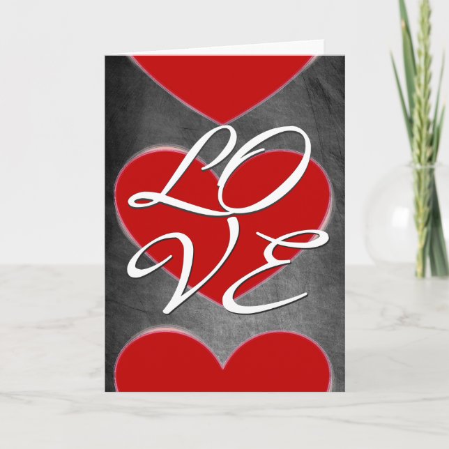 Carte de voeux Red Hearts White Script Chalkboard (Devant)