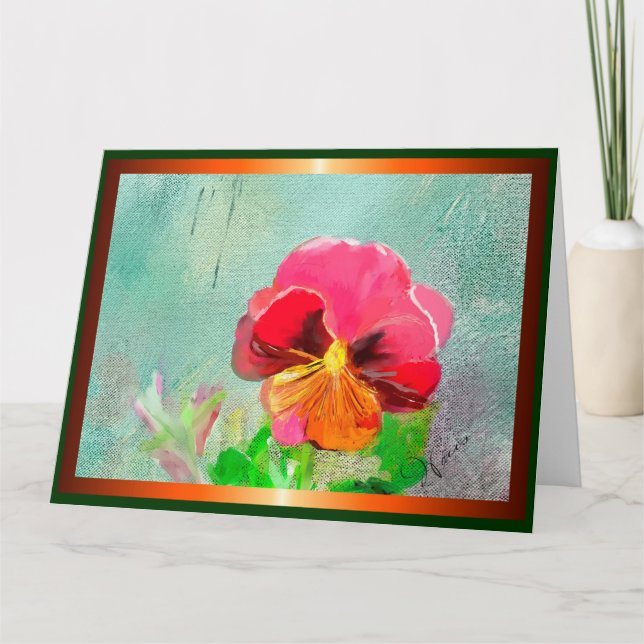 Carte de voeux Red Pansy Digital Painting (Devant)