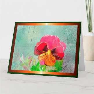 Carte de voeux Red Pansy Digital Painting