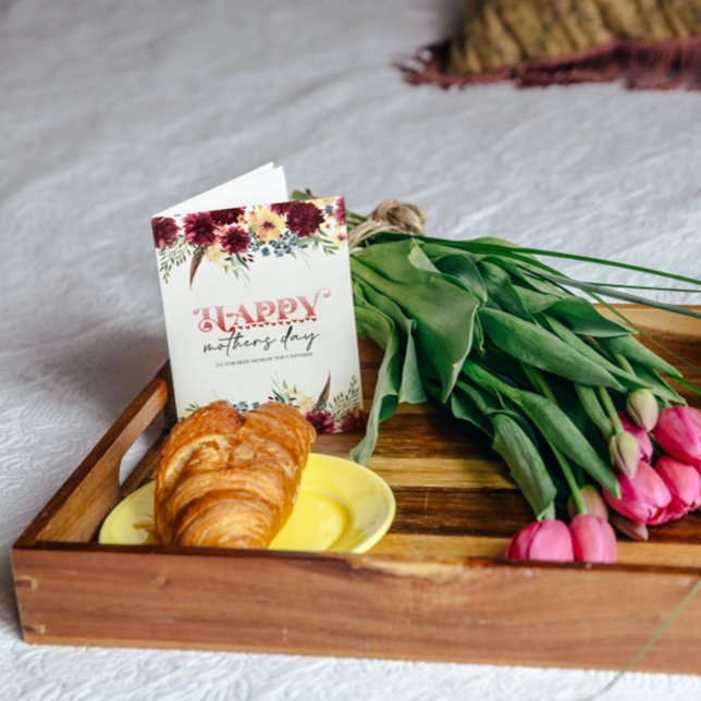 Carte de voeux Red White Floral Happy Mothers Day (Créateur téléchargé)