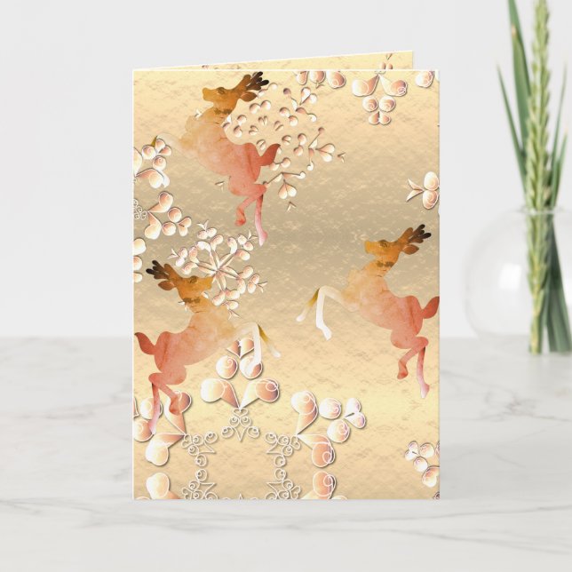 Carte de voeux Reindeer & Snowflakes (Devant)