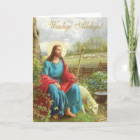 Carte de voeux religieuse vintage polonaise de Pâq