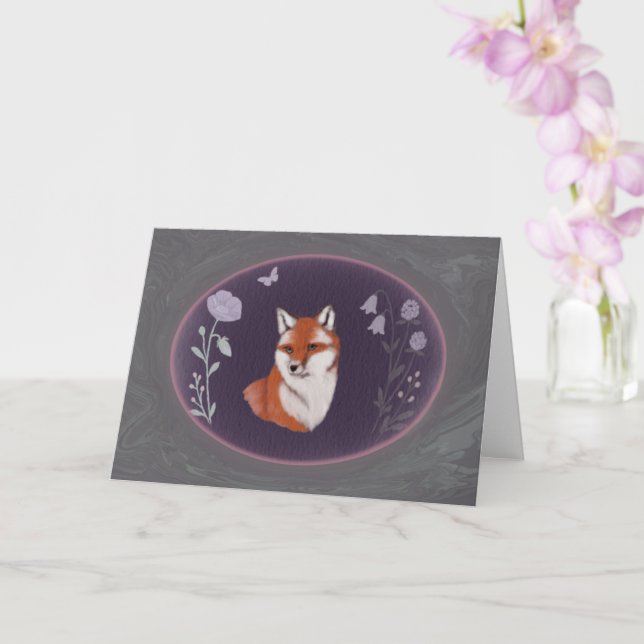 Carte de vœux Renard au clair de lune 7x5 (Orchidée)