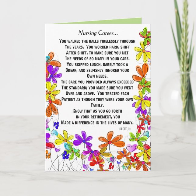 Carte de voeux retirée de poème d'infirmière #18 (Devant)