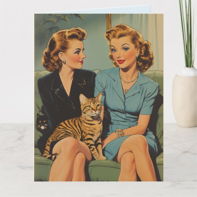CARTE DE VOEUX RÉTRO ANNIVERSAIRE MEILLEURE AMIE (Devant)