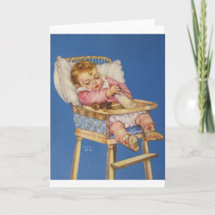 Carte de voeux Retro Baby In High Chair