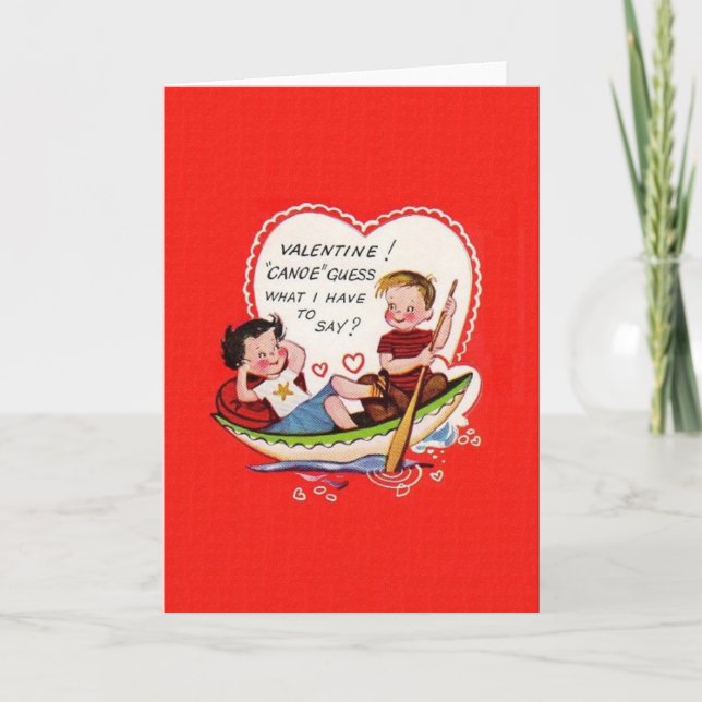 Carte de voeux Retro Canoe Valentine's Day (Devant)