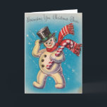 Carte de voeux Retro Christmas Snowman<br><div class="desc">Carte de Noël vintage / Rétro. Salutations Snowman ! Apporte-Toi La Soirée De Noël !</div>
