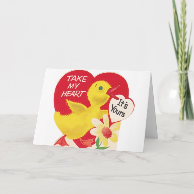 Carte de voeux Retro Duck Valentine's Day (Devant)