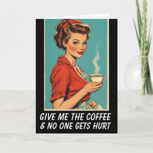 Carte de vœux RÉTRO FEMME AU FOYER BONJOUR CAFE