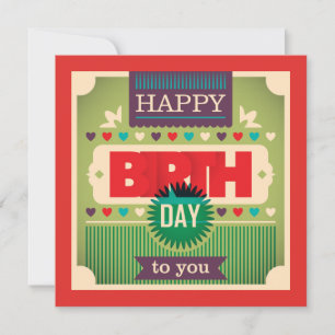 Carte de voeux Retro Happy Birthday Typography