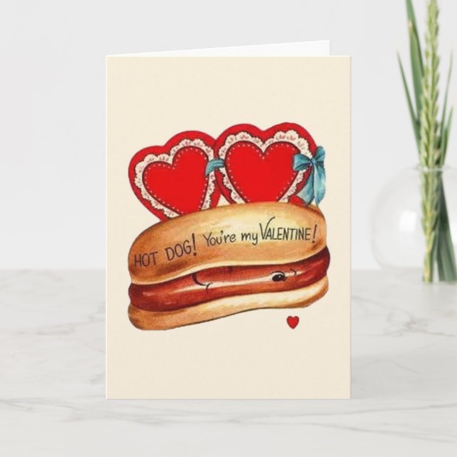 Carte de voeux Retro Hot Dog Valentine's Day (Devant)