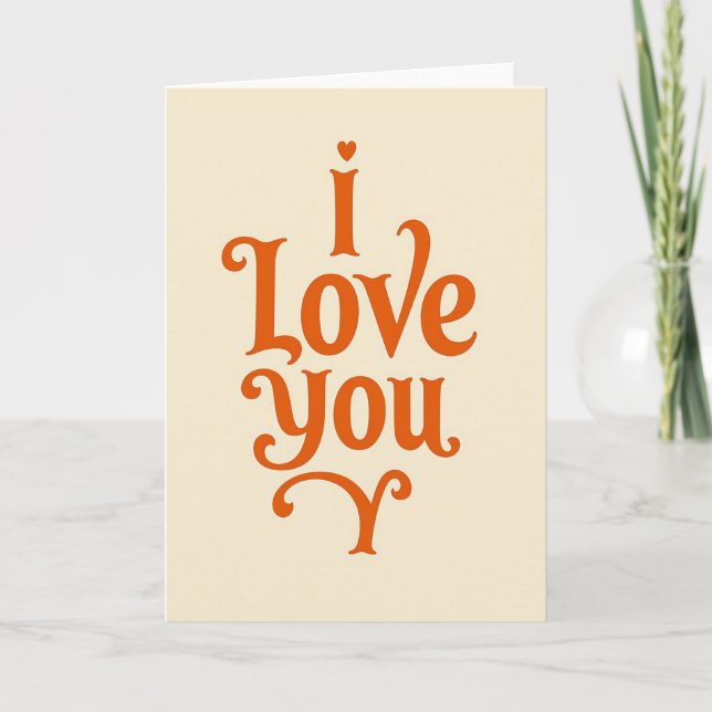Carte de vœux rétro I Love You (Devant)