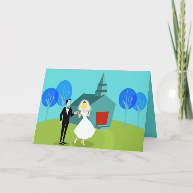 Carte de voeux Retro Mariage Couple personnalisabl (Devant)