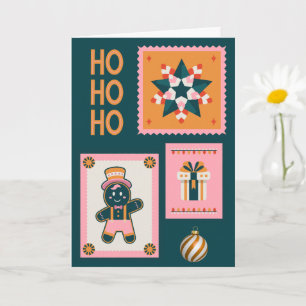 Carte de vœux rétro Noël – Homme en pain d'épice, 