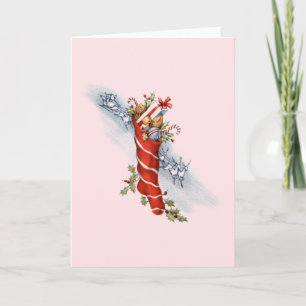 Carte de voeux rétro Noël Stocking