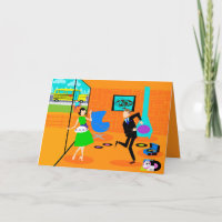 Carte de vœux rétro pour les parents heureux