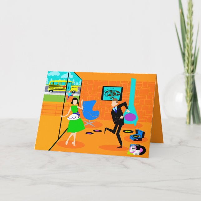 Carte de vœux rétro pour les parents heureux (Devant)