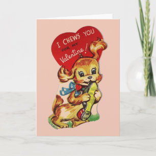 Carte de voeux Retro Puppy Valentine