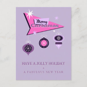Carte de vœux rétro rose pour un joyeux Noël