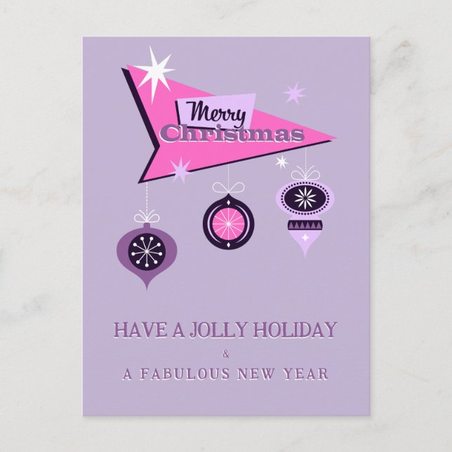 Carte de vœux rétro rose pour un joyeux Noël (Devant)