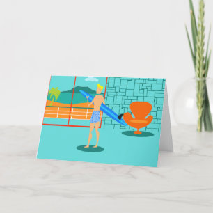 Carte de voeux Retro Surfer Dude