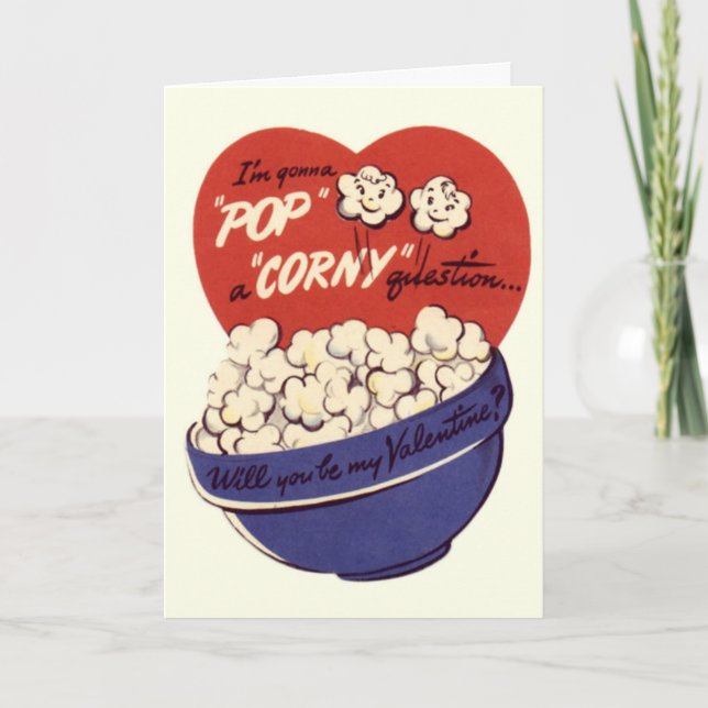 Carte de voeux Retro Valentine Popcorn - Valentine (Devant)
