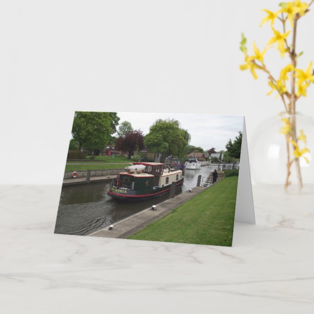 Carte de voeux River Thames at Chertsey Lock (Fleur jaune)