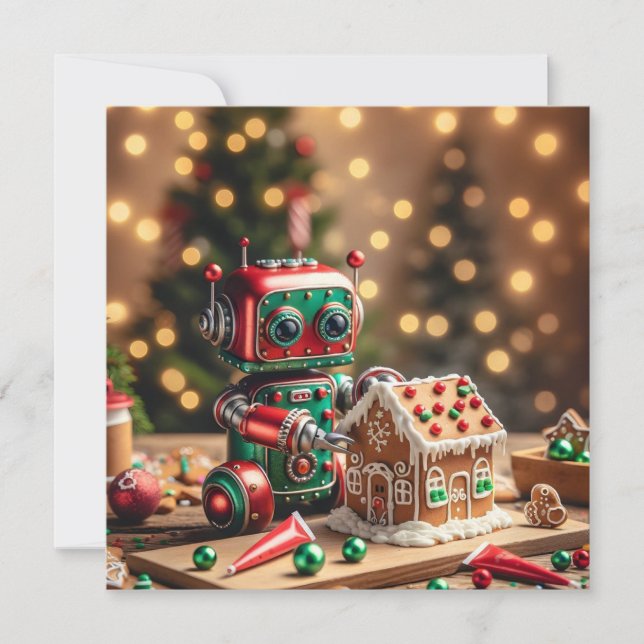 Carte de voeux Robot de Noël (Devant)