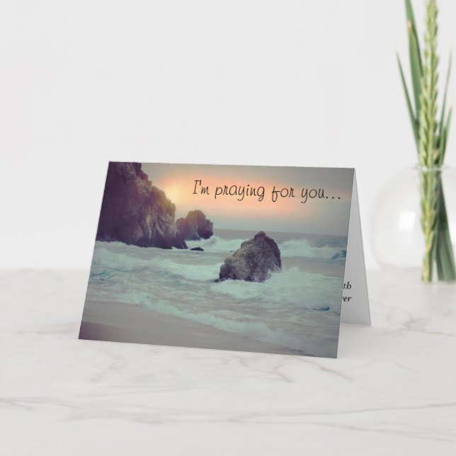 Carte de voeux Rocky Ocean Shore "Priez pour vous" (Devant)