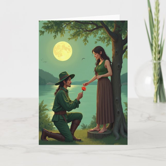 Carte de vœux Romance au Clair de Lune (Devant)