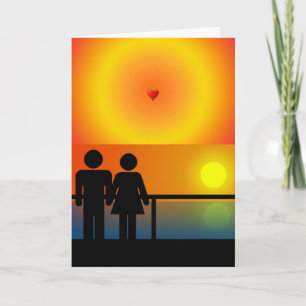 Carte de voeux romantique coucher de soleil
