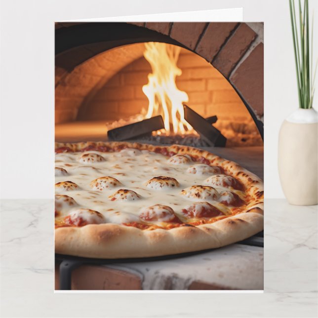CARTE DE VOEUX ROMANTIQUE VOUS M'AVEZ EU À PIZZA (Devant)