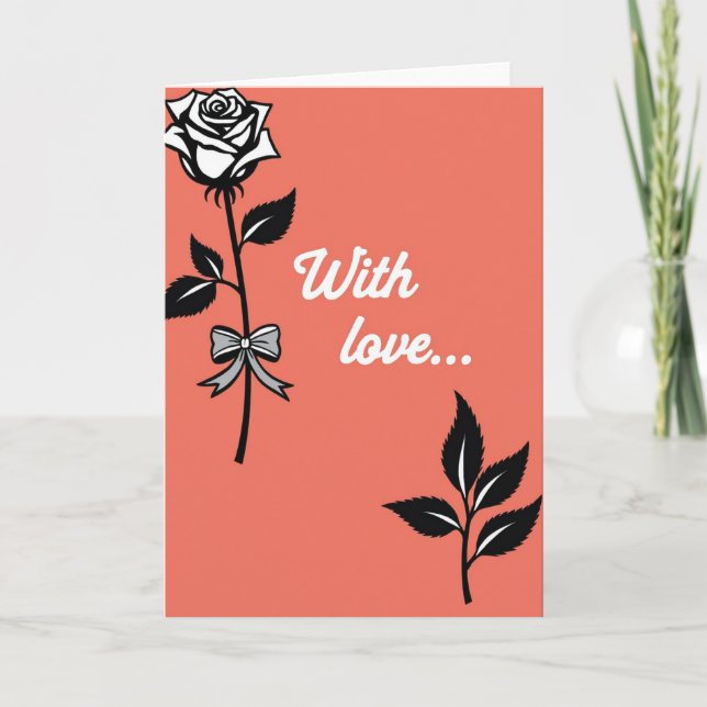 Carte de vœux Rose Avec Amour (Devant)