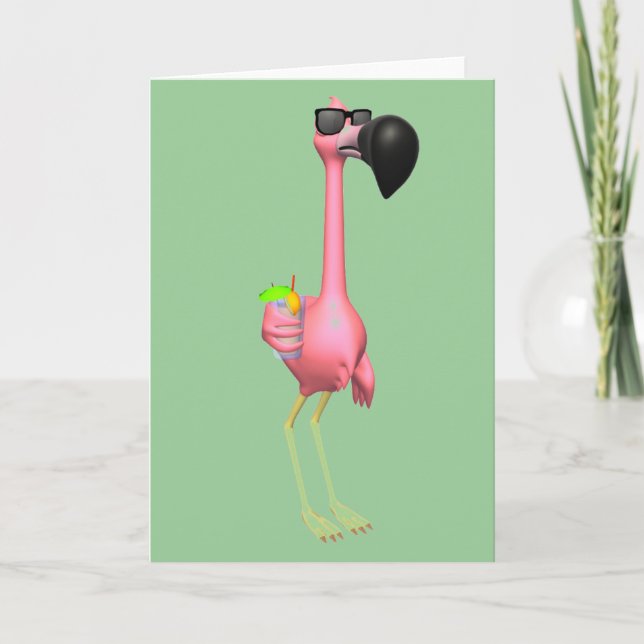 Carte de voeux rose de Flamant rose (Devant)