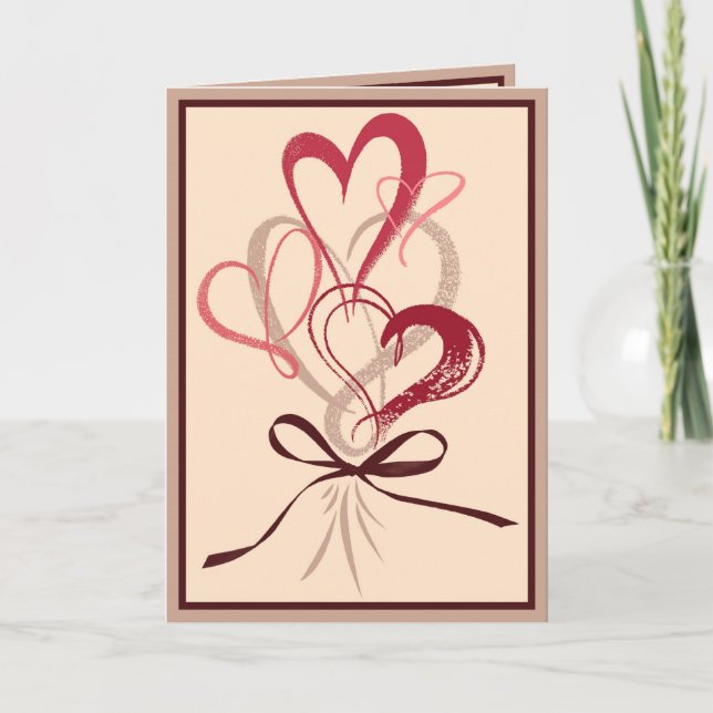 Carte de voeux rose de Saint-Valentin de bouquet (Devant)