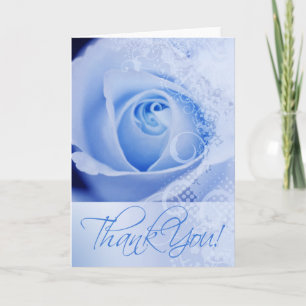 Carte de voeux Rose en dentelle Merci (bleu)