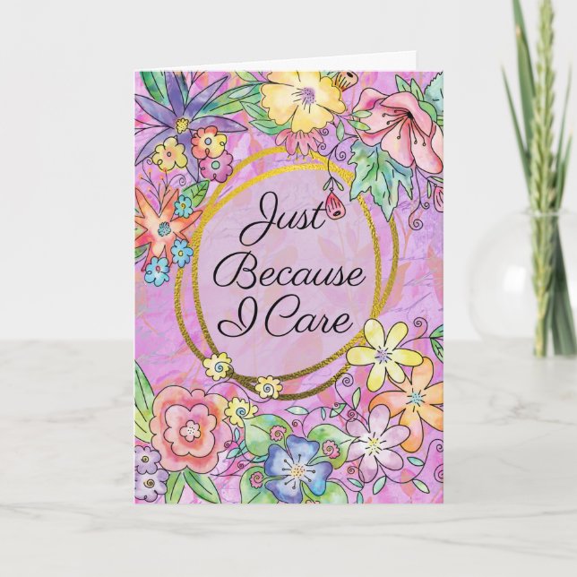 Carte de vœux rose juste parce que je me soucie !  (Devant)
