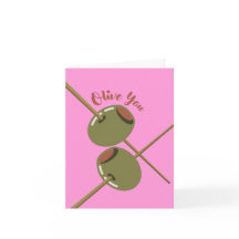 Carte de vœux rose mignonne Olive You