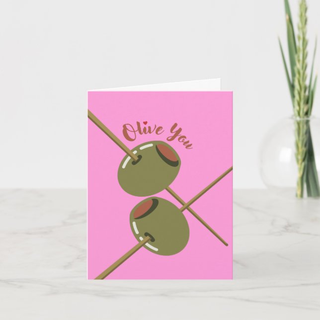 Carte de vœux rose mignonne Olive You (Devant)