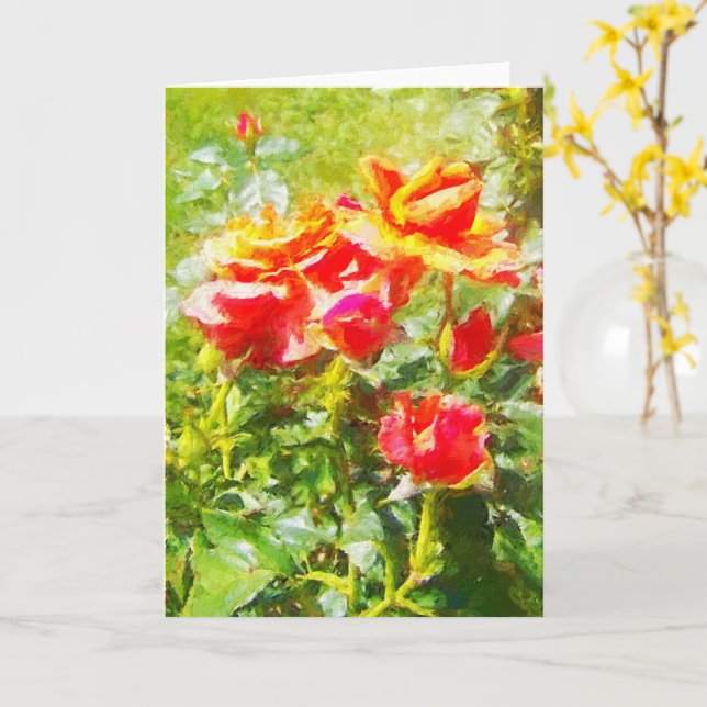 Carte de voeux - Rose orange (Fleur jaune)