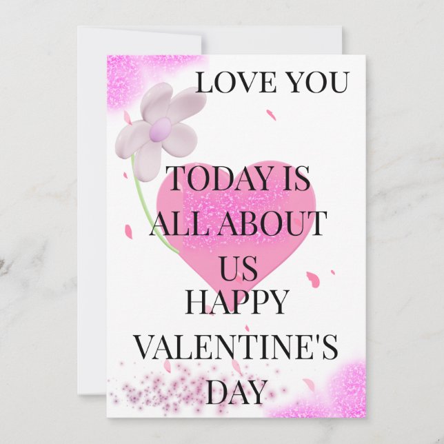 Carte de vœux rose pour la Saint-Valentin | Amour  (Devant)