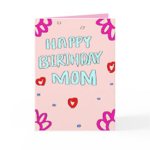 Carte de vœux rose pour maman joyeux anniversaire