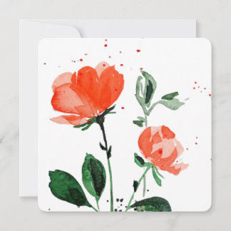 Carte de voeux Rose Vermillion Watercolor