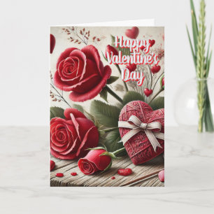 Carte de vœux Roses et cœurs pour la Saint-Valenti