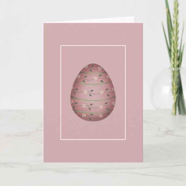 Carte de voeux rouge clair Oeuf de Pâques d2 décor (Devant)