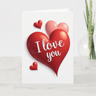Carte de vœux Rouge Cœur Je t'aime
