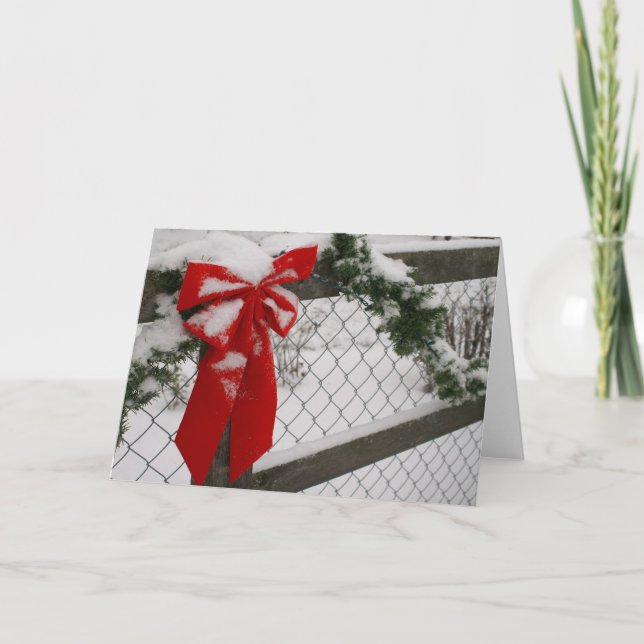 Carte de voeux rouge d'arc de Noël (Devant)