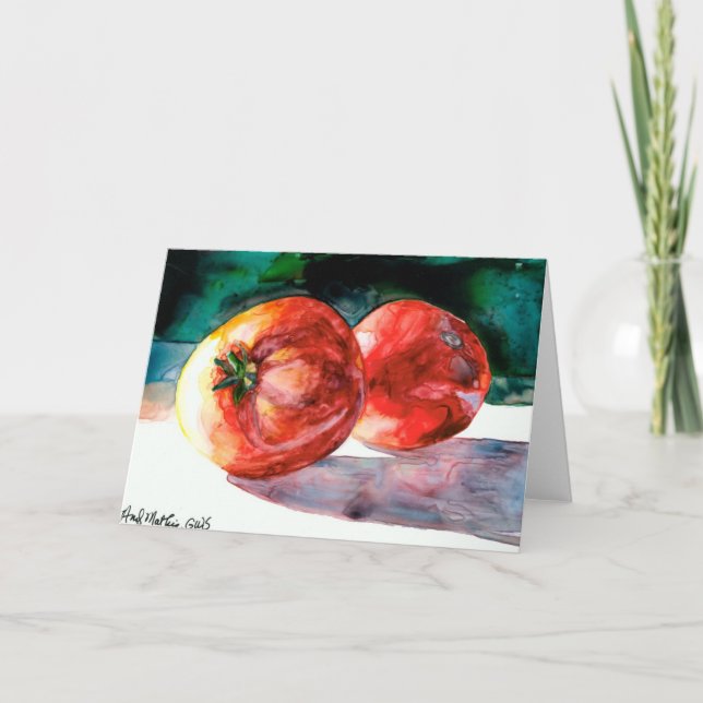 Carte de voeux rouge de 2 tomates (Devant)