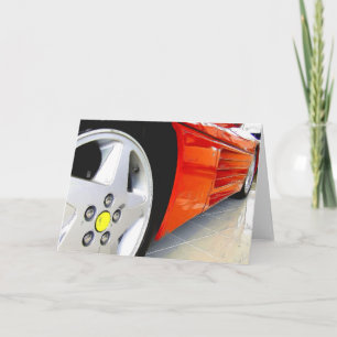 Carte de voeux rouge de voiture de sport